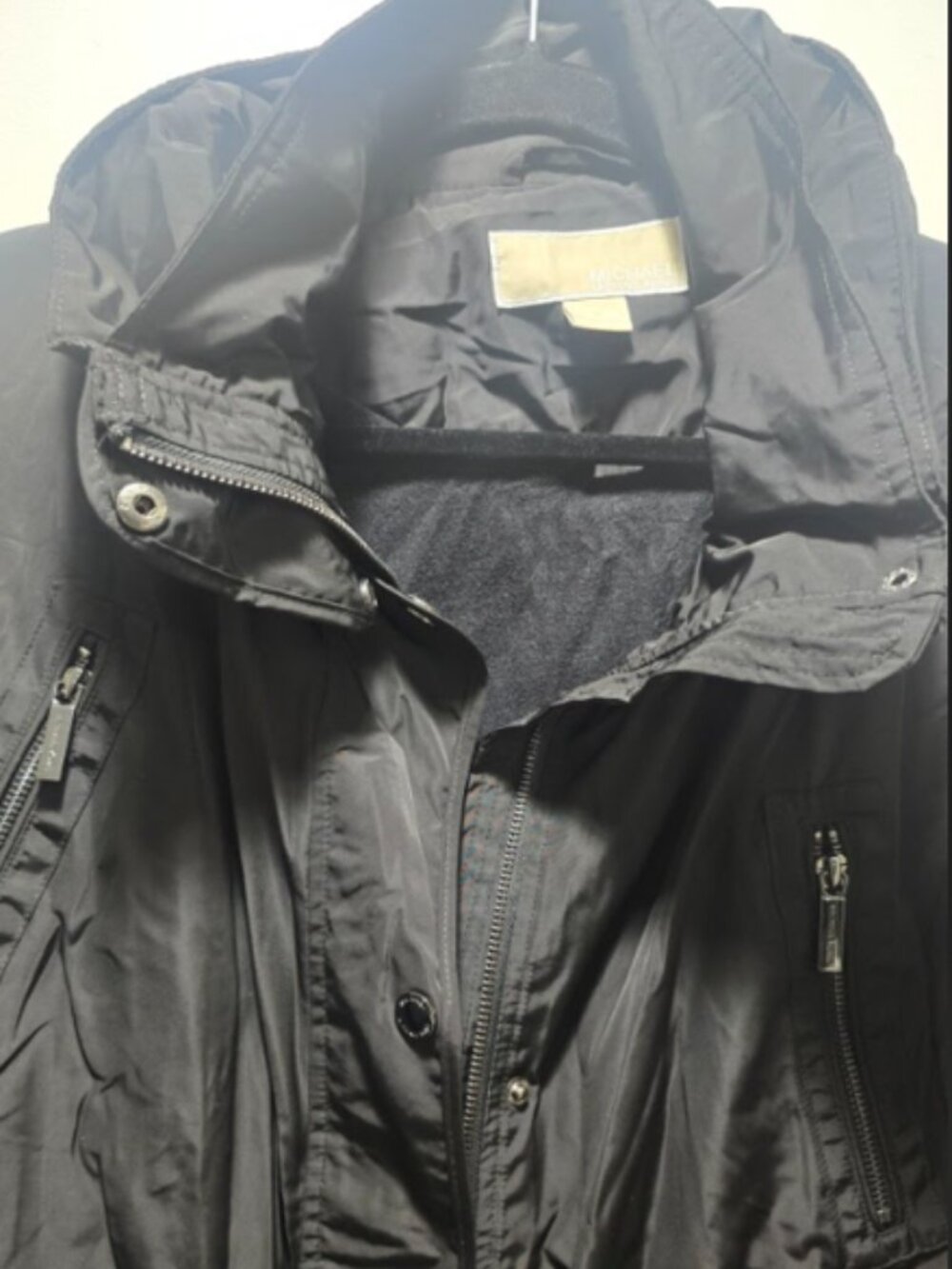 Michael Michael Kors Women Black Utility Hooded Jacket - Size XL